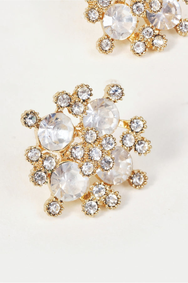 Carraig Donn Gold & Clear Stone Diamante Statement Earrings