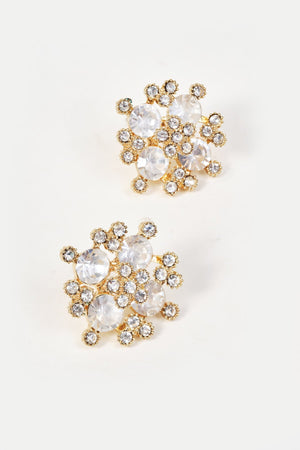 Carraig Donn Gold & Clear Stone Diamante Statement Earrings