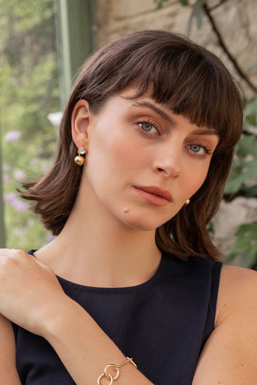 Gold Clear Stone Drop Earrings