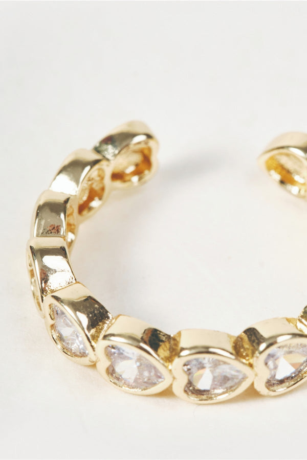 Carraig Donn Gold Clear Stone Heart Cut Open Eternity Ring