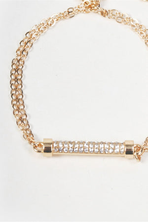 Carraig Donn Gold Clear Stone Micro Pave Column Bracelet