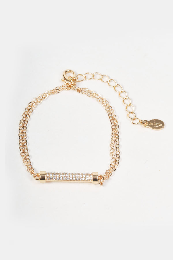 Carraig Donn Gold Clear Stone Micro Pave Column Bracelet