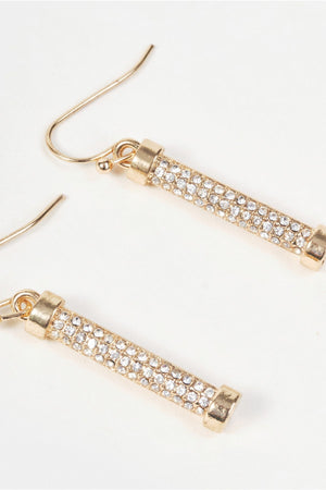Carraig Donn Gold Clear Stone Micro Pave Column Drop Earrings