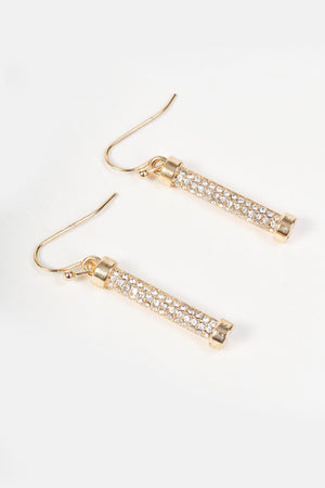 Carraig Donn Gold Clear Stone Micro Pave Column Drop Earrings