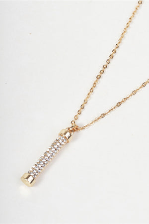 Carraig Donn Gold Clear Stone Micro Pave Column Pendant Necklace