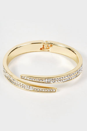 Carraig Donn Gold Clear Stone Micro Pave Setting Wrap Bangle Bracelet