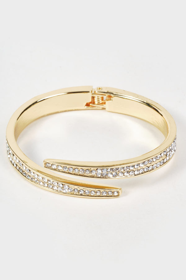 Carraig Donn Gold Clear Stone Micro Pave Setting Wrap Bangle Bracelet
