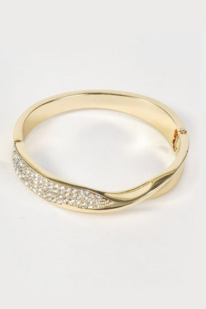 Carraig Donn Gold & Clear Stone Micro Pave Twist Bangle Bracelet