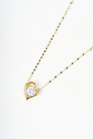 Carraig Donn Gold & Clear Stone Open Heart Lip Chain Pendant Necklace