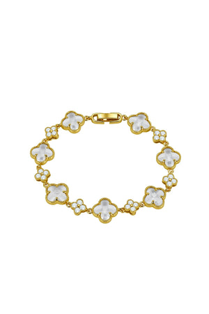 Carraig Donn Gold Clover Clear Crystal Bracelet