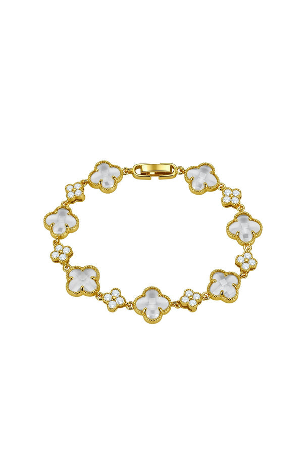 Carraig Donn Gold Clover Clear Crystal Bracelet