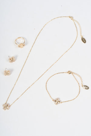 Carraig Donn Gold Clover Clear Micro Pave Pendant Necklace