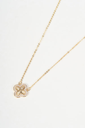 Carraig Donn Gold Clover Clear Micro Pave Pendant Necklace