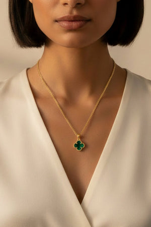 Carraig Donn Gold Clover Emerald Pendant Necklace