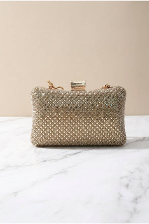 Carraig Donn Gold Diamante Lattice Clutch Bag