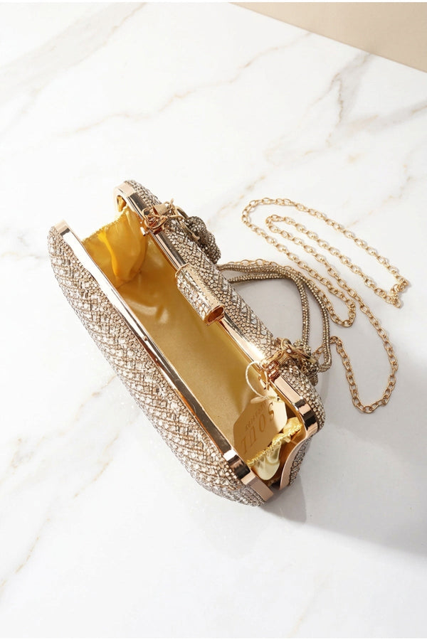 Carraig Donn Gold Diamante Lattice Clutch Bag