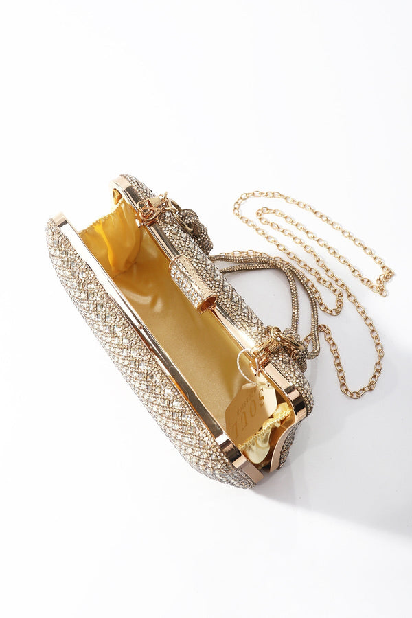 Carraig Donn Gold Diamante Lattice Clutch Bag