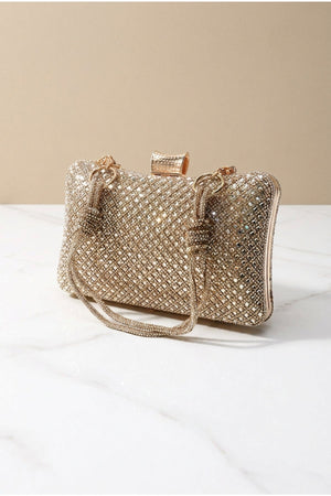 Carraig Donn Gold Diamante Lattice Clutch Bag