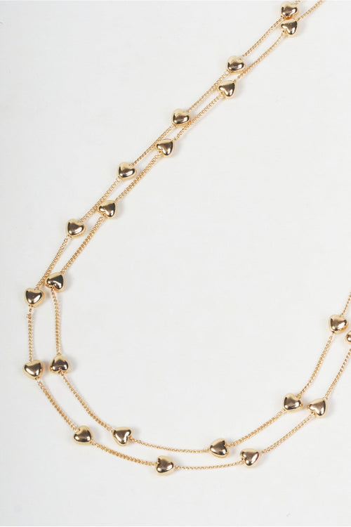 Carraig Donn Gold Double Stranded Heart Station Necklace