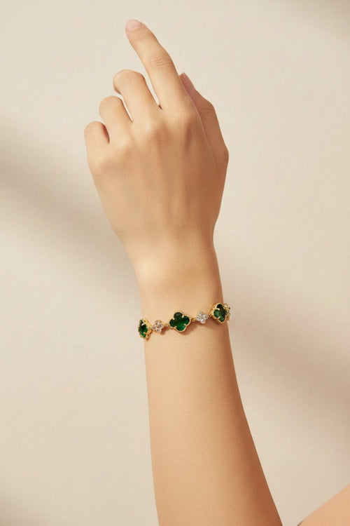Gold & Emerald Clover Bracelet
