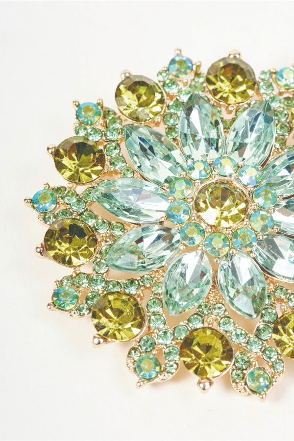 Carraig Donn Gold Emerald Green Stone Round Flower Brooch