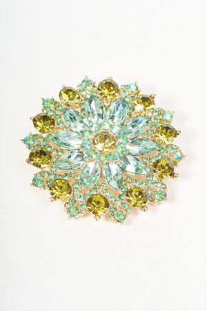 Carraig Donn Gold Emerald Green Stone Round Flower Brooch