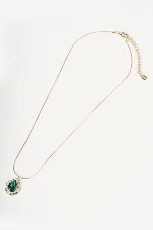 Carraig Donn Gold Emerald Green Teardrop Pendant Necklace