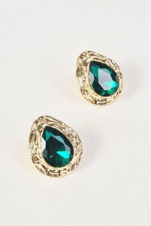 Carraig Donn Gold Emerald Teardrop Cut Stud Earrings