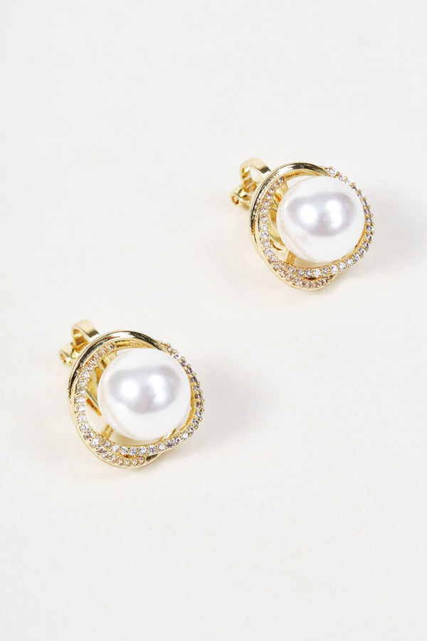 Carraig Donn Gold Faux Pearl Clip On Earrings