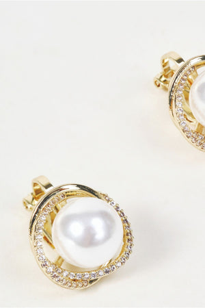 Carraig Donn Gold Faux Pearl Clip On Earrings