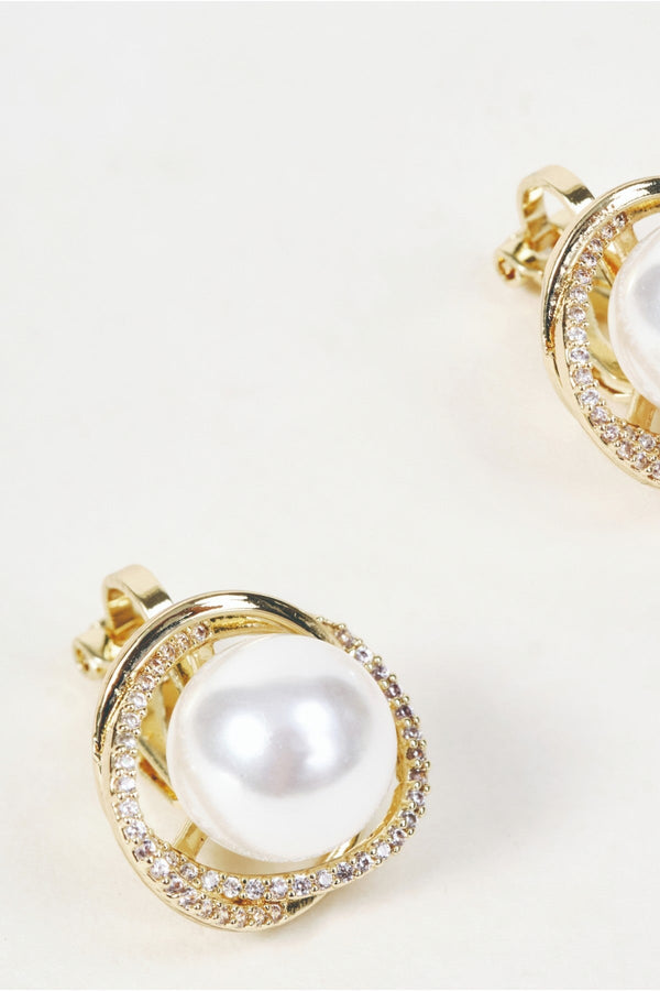 Carraig Donn Gold Faux Pearl Clip On Earrings
