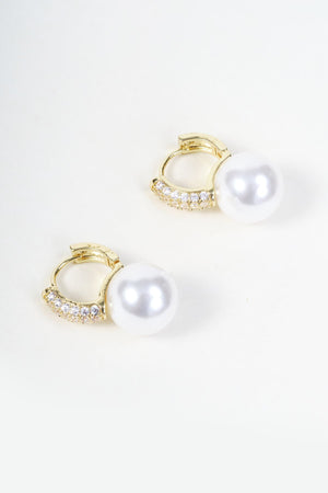 Carraig Donn Gold & Faux Pearl Diamante Hoop Earrings