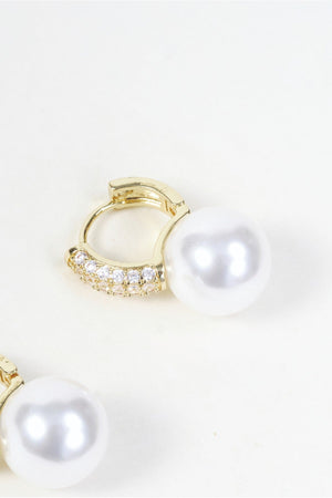 Carraig Donn Gold & Faux Pearl Diamante Hoop Earrings