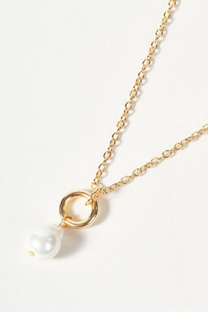 Carraig Donn Gold Faux Pearl Drop & Loop Pendant Necklace