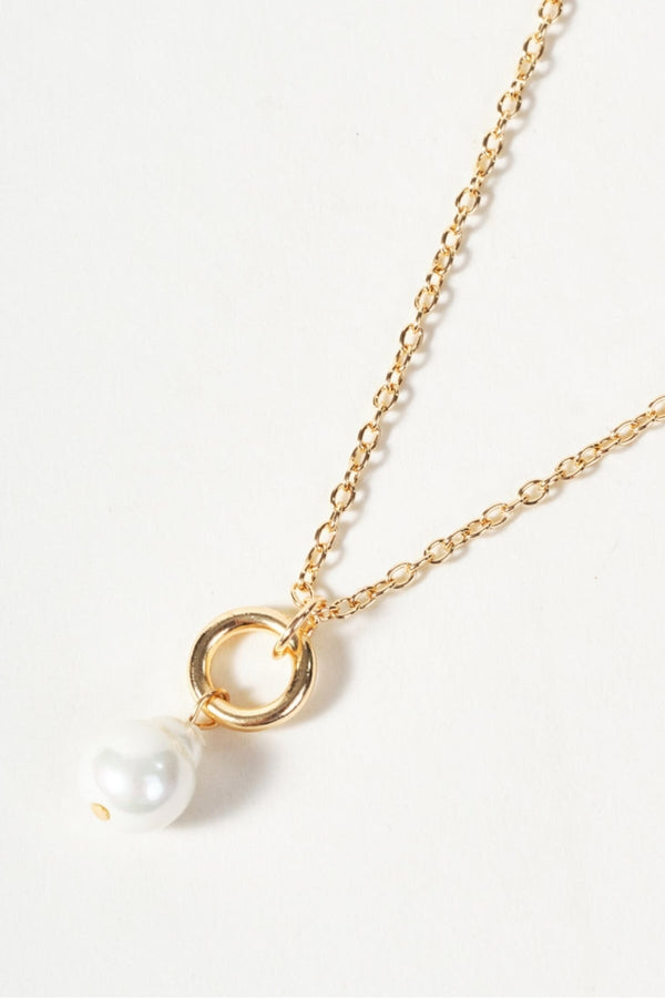 Carraig Donn Gold Faux Pearl Drop & Loop Pendant Necklace