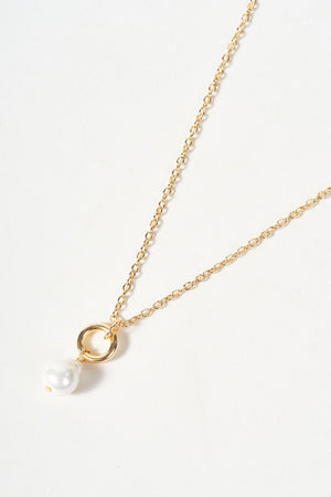 Carraig Donn Gold Faux Pearl Drop & Loop Pendant Necklace
