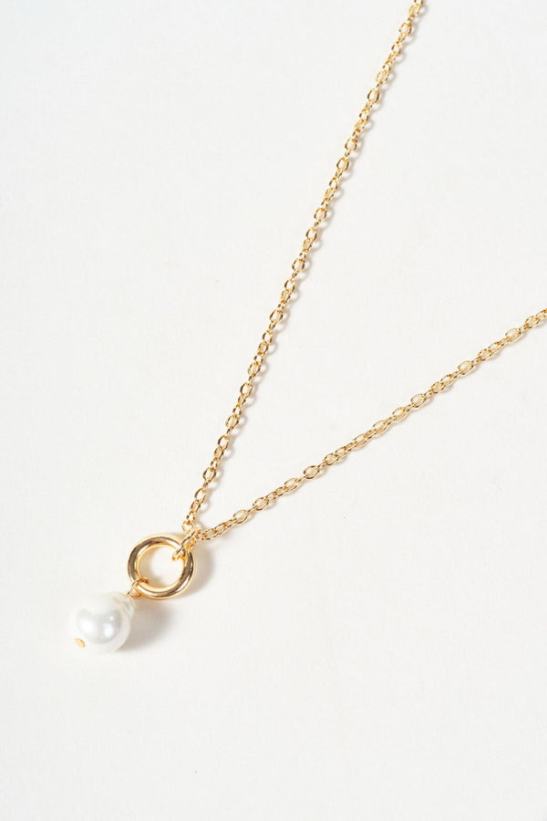 Carraig Donn Gold Faux Pearl Drop & Loop Pendant Necklace
