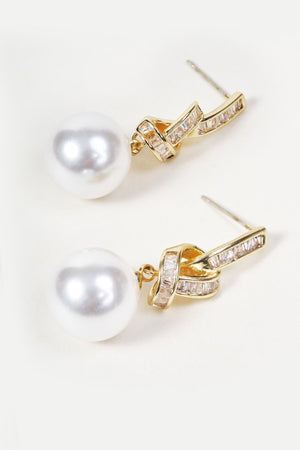 Carraig Donn Gold Faux Pearl Twist Drop Earrings