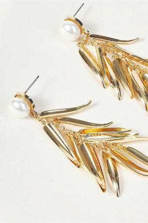 Carraig Donn Gold Fringe & Faux Pearl Drop Earrings