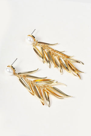 Carraig Donn Gold Fringe & Faux Pearl Drop Earrings