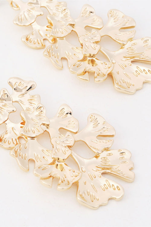 Carraig Donn Gold Ginkgo Leaf Statement Drop Earrings