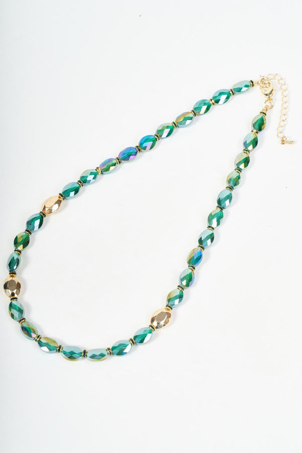 Carraig Donn Gold & Green Oval Beaded Necklace