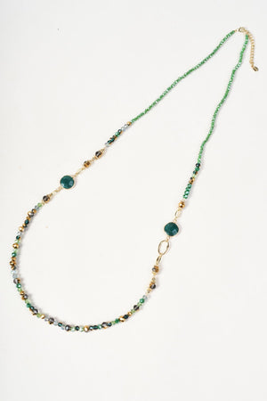 Carraig Donn Gold & Green Stone Long Beaded Necklace