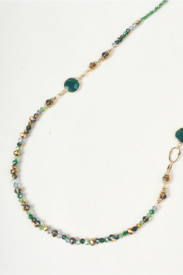 Carraig Donn Gold & Green Stone Long Beaded Necklace