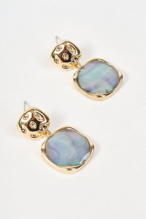Carraig Donn Gold & Grey Square Drop Stud Earrings