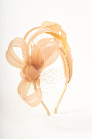 Carraig Donn Gold Hairband Fascinator with Bow & Feathers Fascinator Hairband