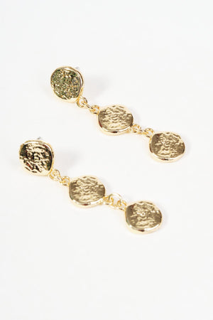 Carraig Donn Gold Hammered Disc Drop Earrings