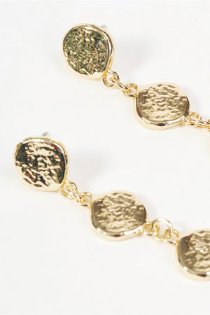 Carraig Donn Gold Hammered Disc Drop Earrings
