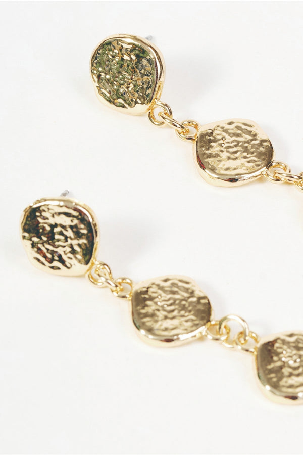 Carraig Donn Gold Hammered Disc Drop Earrings