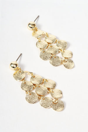 Carraig Donn Gold Hammered Disc Drop Earrings